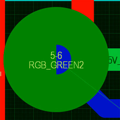 The stacked via on the bottom connects a trace from layer 6 to a plane on layer 5.