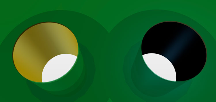 Plated thru hole (left) vs. non-plated thru hole (right)